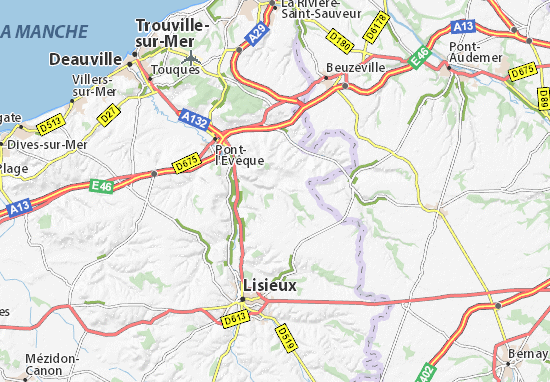 Karte mit der Anreise nach Trouville mit dem Auto