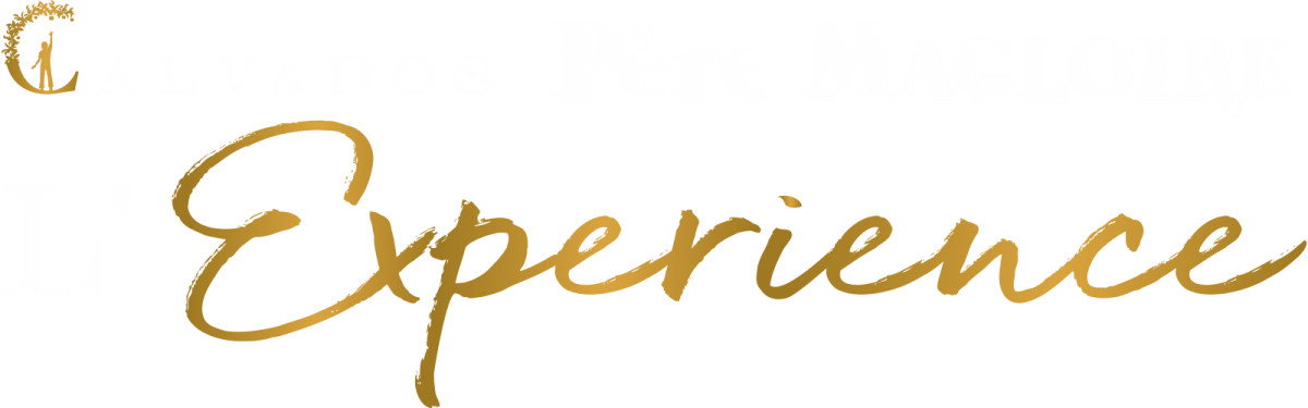 Logo-Calvados-pere-magloire-die-Erfahrung-auf-schwarzem-Hintergrund